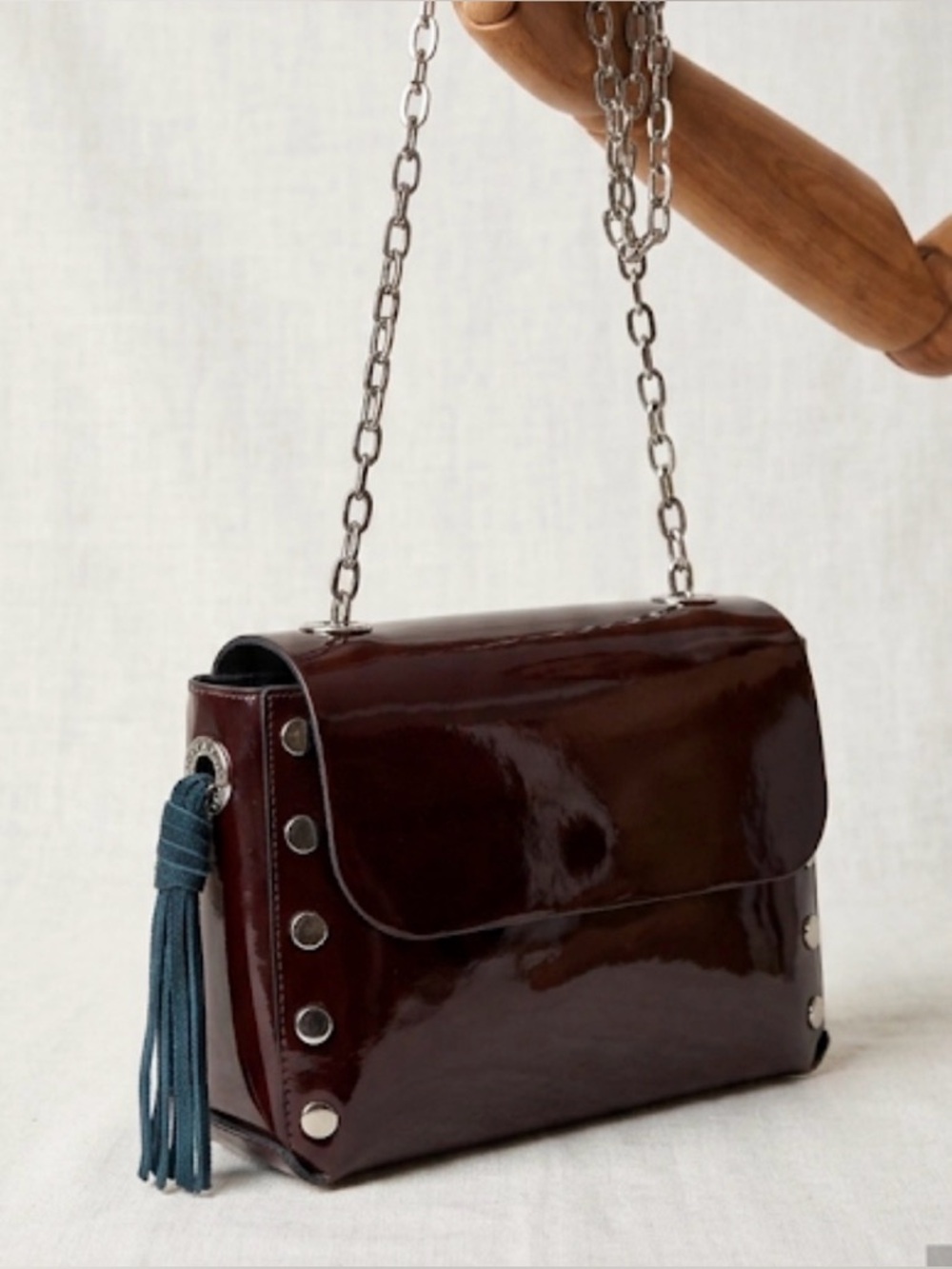 Prune Oxblood Patent Leather Crossbody Bag